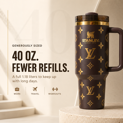 Auvoré® Metallic Gold Monogram 40oz Tumbler