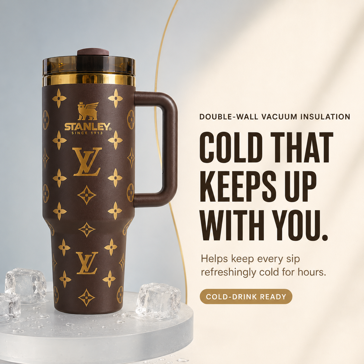 Auvoré® Metallic Gold Monogram 40oz Tumbler