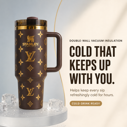 Auvoré® Metallic Gold Monogram 40oz Tumbler