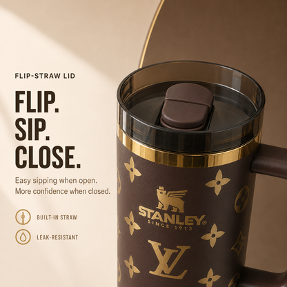 Auvoré® Metallic Gold Monogram 40oz Tumbler