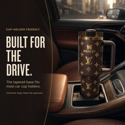 Auvoré® Metallic Gold Monogram 40oz Tumbler