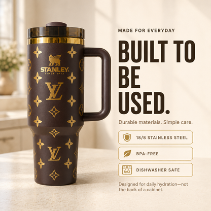 Auvoré® Metallic Gold Monogram 40oz Tumbler