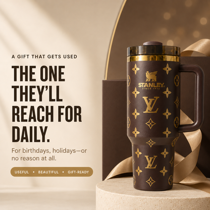 Auvoré® Metallic Gold Monogram 40oz Tumbler