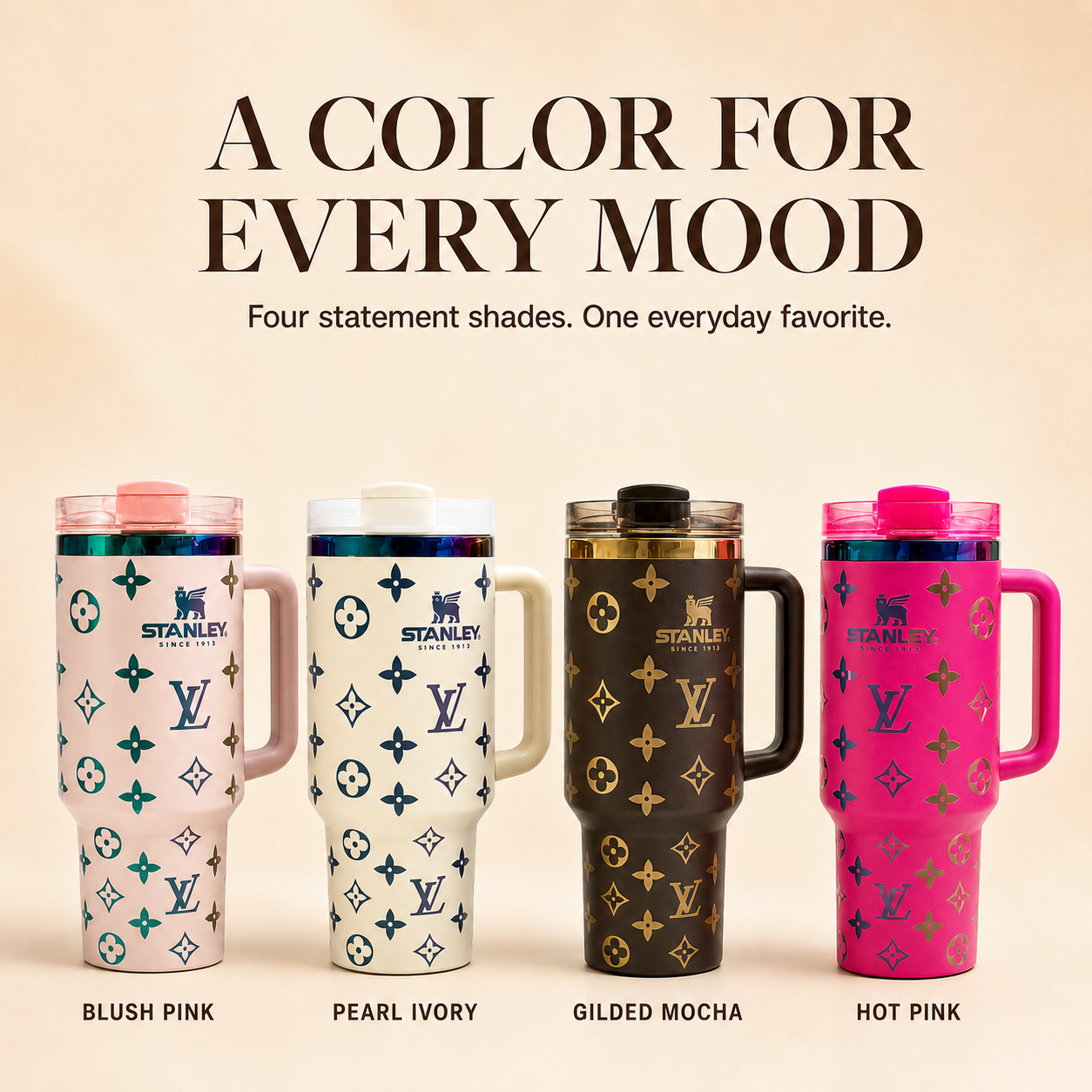 Auvoré® Metallic Gold Monogram 40oz Tumbler